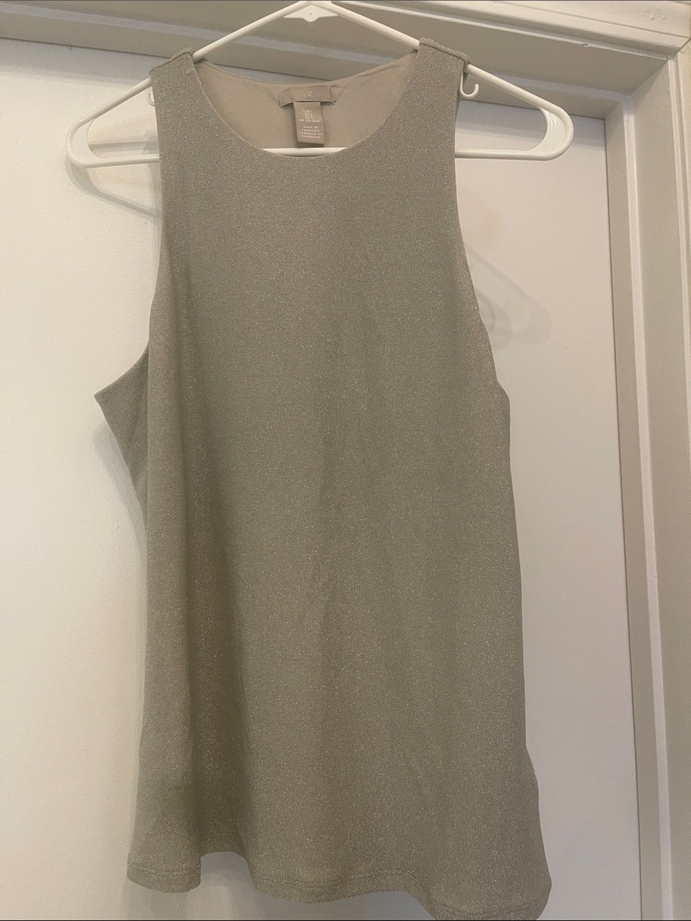Stretch Metallic Tank Top - Light Gold